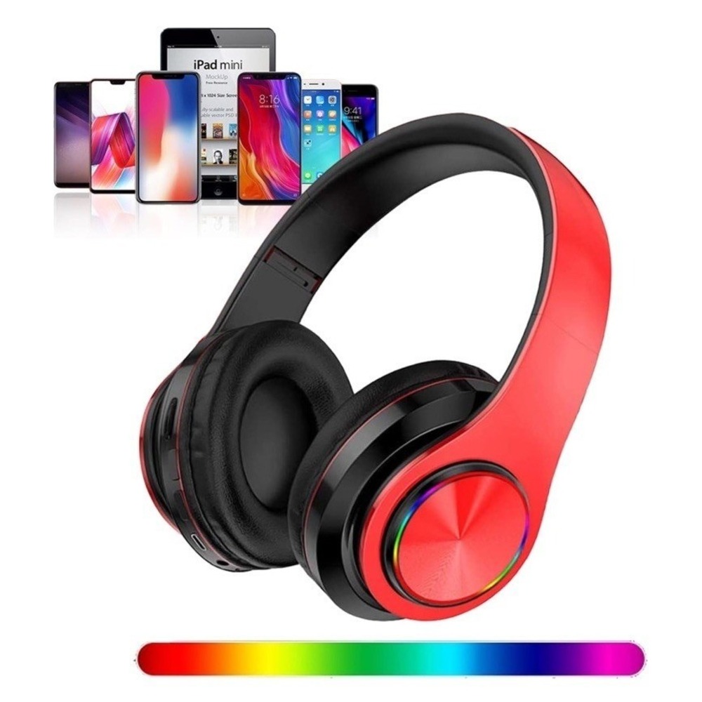 Wireless Wired Bluetooth Over the Ear Headphones LED TF Card Foldable Music Game